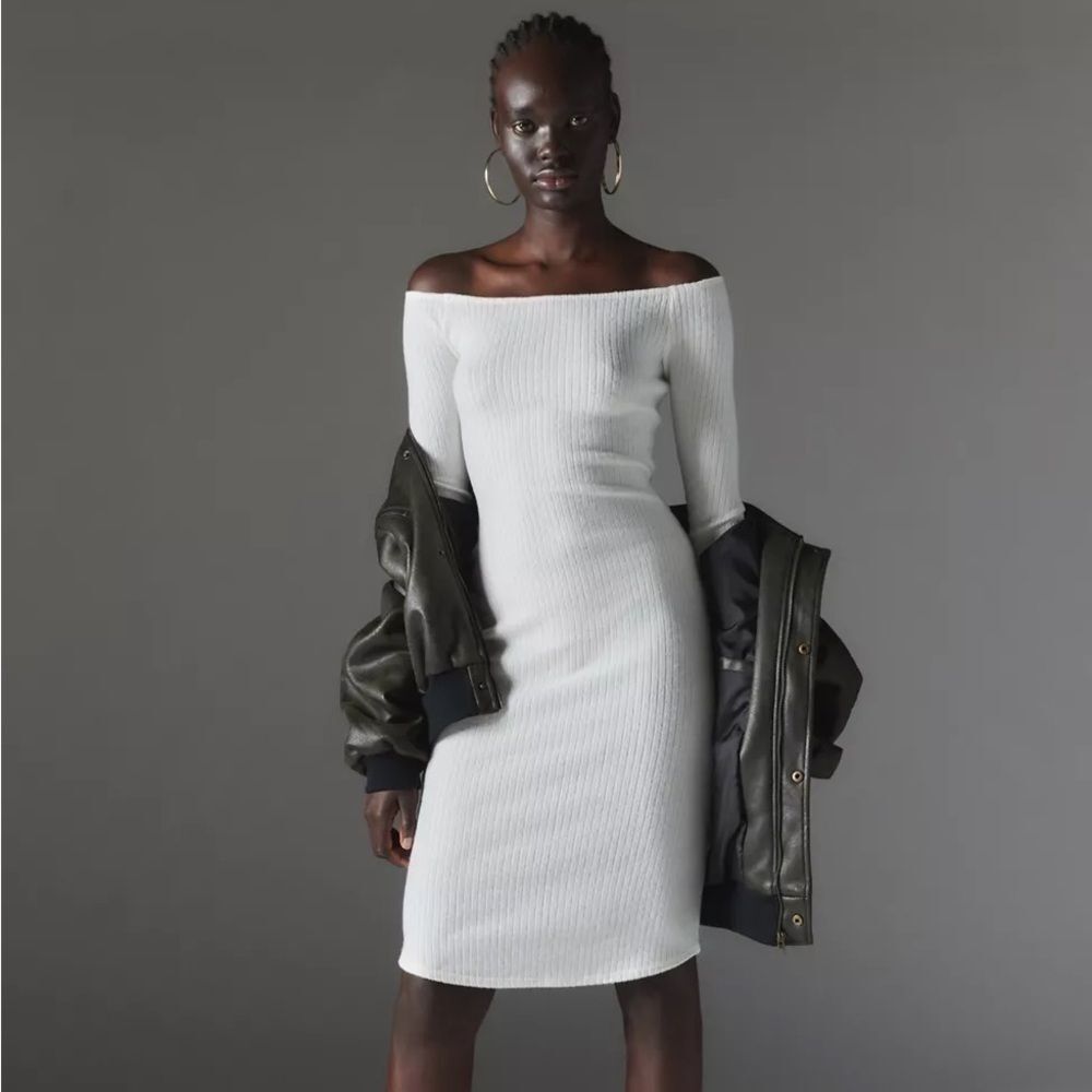 Urban Outfitters Silence + Noise Cookie Cozy Off The Shoulder Midi Dress L NWT